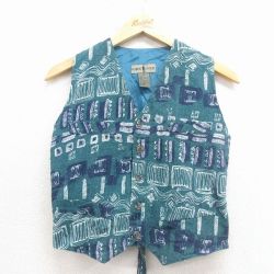 古着 ベスト キッズ ボーイズ 子供服 90年代 90s 総柄 シルク 緑他 26feb04