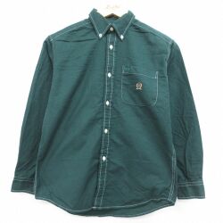 古着 トミーヒルフィガー 長袖 ブランド シャツ メンズ 90年代 90s ワンポイントロゴ オックスフォード コットン ボタンダウン グリーン 26may23