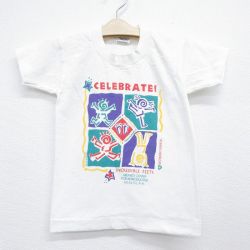 古着 フルーツオブザルーム 半袖 ビンテージ Tシャツ キッズ ボーイズ 子供服 90年代 90s CELEBRATE コットン クルーネック USA製 ホワイト 26jun11