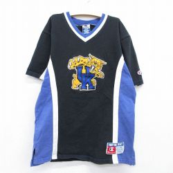 古着 チャンピオン champion 半袖 ビンテージ Tシャツ キッズ ボーイズ 子供服 90年代 90s ケンタッキー コットン Vネック ブラック 26jun11