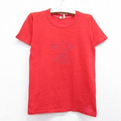 古着 ラッセル 半袖 ビンテージ Tシャツ キッズ ボーイズ 子供服 70年代 70s BEARCAT クルーネック レッド 26jun11