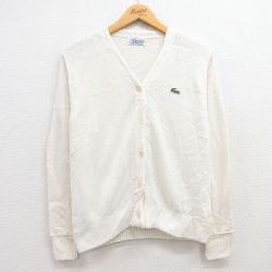 古着 ラコステ LACOSTE 長袖 ブランド ニット カーディガン レディース 70年代 70s Heymaker ワンポイントロゴ アクリル 白 ホワイト 23sep26 中古 トップス