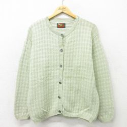 【50%OFF】古着 長袖 ニット カーディガン レディース 90年代 90s コットン クルーネック USA製 黄緑他 23nov13 中古 トップス