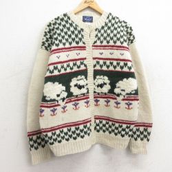 古着 ウールリッチ WOOLRICH 長袖 ニット カーディガン レディース 90年代 90s 羊 ウール 生成り他 【spe】 24sep30 中古 トップス