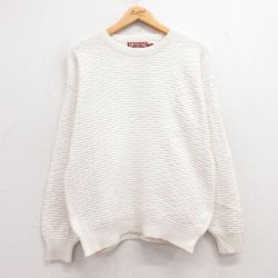 古着 アメリカンイーグル American Eagle 長袖 セーター レディース 90年代 90s 無地 コットン クルーネック USA製 生成り 24oct11 中古 ニット トップス