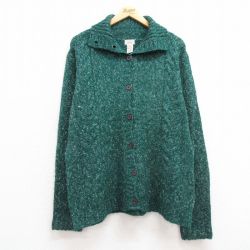 古着 エルエルビーン LLBEAN 長袖 ケーブル ニット カーディガン レディース 00年代 00s 緑 グリーン 霜降り 24oct11 中古 トップス