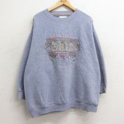 古着 長袖 フリース トップス レディース 90年代 90s EXP 花 刺繍 大きいサイズ クルーネック 薄紫系 パープル 24oct29 中古