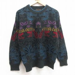 古着 長袖 セーター レディース 00年代 00s アクリル クルーネック 黒他 ブラック 25jan07 中古 ニット トップス