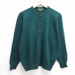古着 長袖 ニット カーディガン レディース 90年代 90s ラムウール 緑 グリーン 25jan09 中古 トップス