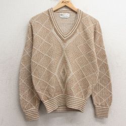【50%OFF】古着 ロンドンフォグ 長袖 セーター レディース 90年代 90s Vネック ベージュ他 カーキ 25jan14 中古 ニット トップス