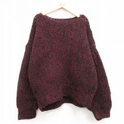 【20%OFF】古着 長袖 セーター レディース 大きいサイズ クルーネック エンジ他 25jan17 中古 ニット トップス