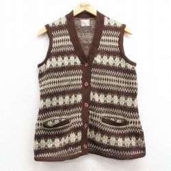 【50%OFF】古着 ニット ベスト レディース 80年代 80s 茶他 ブラウン 25feb05 中古 トップス