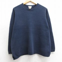 【50%OFF】古着 エルエルビーン LLBEAN 長袖 セーター レディース 00年代 00s 無地 コットン クルーネック オーストラリア製 紺 ネイビー 25feb07 中古 ニット トップス