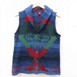 古着 チャップス ニット ベスト レディース ネイティブ柄 ラグ柄 紺他 ネイビー 25mar07 中古 トップス