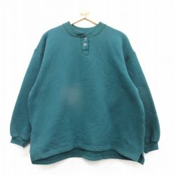古着 フルーツオブザルーム 長袖 スウェット レディース 00年代 00s 無地 ヘンリーネック 青緑 25mar07 中古 スエット トレーナー トップス