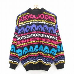 【50%OFF】古着 長袖 セーター レディース 90年代 90s アクリル モックネック ハイネック USA製 黒他 ブラック 25mar28 中古 ニット トップス