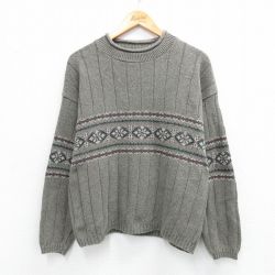 【50%OFF】古着 エディーバウアー 長袖 セーター レディース 90年代 90s クルーネック USA製 緑系 グリーン 25oct16 中古 ニット トップス