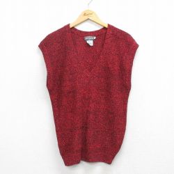 古着 ニット ベスト レディース 90年代 90s Vネック 赤他 レッド 25oct17 中古 トップス