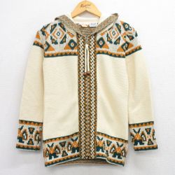 古着 長袖 フルジップ ニット カーディガン パーカー レディース 80年代 80s タロン 生成り他 25oct17 中古 トップス