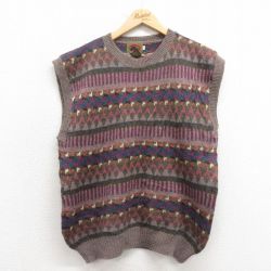 古着 ボストントレーダース ニット ベスト レディース 00年代 00s ウール クルーネック 紫他 パープル 25oct22 中古 トップス
