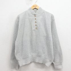 古着 エルエルビーン 長袖 セーター レディース 80年代 80s 無地 ヘンリーネック グレー 霜降り 25nov17
