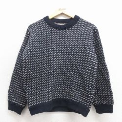 古着 エルエルビーン 長袖 セーター レディース 80年代 80s バーズアイ クルーネック ノルウェー製 紺他【spe】 25nov28