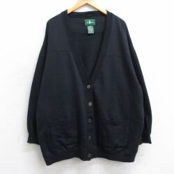 古着 長袖 スウェット カーディガン レディース 90年代 90s 無地 大きいサイズ 黒 25dec09