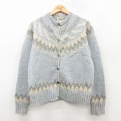古着 ウールリッチ 長袖 ノルディック ニット カーディガン レディース 80年代 80s ウール グレー系 霜降り他 26jan07