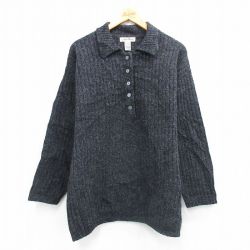 古着 エディーバウアー 長袖 セーター レディース 00年代 00s 襟付き ウール 黒 26feb05