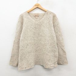 【20%OFF】古着 ウールリッチ 長袖 セーター レディース 00年代 00s ラグラン Vネック ベージュ他 26feb18