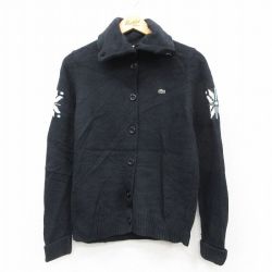 【20%OFF】古着 ラコステ LACOSTE ニット ブランド ニット カーディガン レディース 雪柄 黒 26feb18