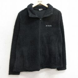 【50%OFF】古着 コロンビア COLUMBIA 長袖 フリース ジャケット レディース ワンポイントロゴ 黒 ブラック 24dec27 中古 アウター ジャンパー ブルゾン