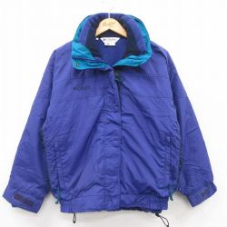 古着 コロンビア COLUMBIA 長袖 ナイロン ジャケット レディース 00年代 00s ワンポイントロゴ Bugoboo 大きいサイズ 紺 ネイビー 内側フリース 25jan11 中古 アウター ウインドブレーカー