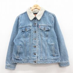 【50%OFF】古着 リーバイス Levis 長袖 デニム ボア ジャケット ジージャン レディース 大きいサイズ コットン 紺他 ネイビー 内側キルティング 25jan17 中古 アウター Gジャン