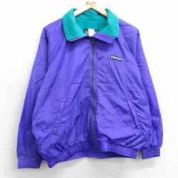 【50%OFF】古着 ランズエンド 長袖 ナイロン ジャケット レディース 90年代 90s リップストップ ラグラン 大きいサイズ USA製 紫 パープル 内側フリース 25feb01 中古 アウター ウインドブレーカー