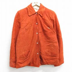 古着 長袖 ビンテージ スエード レザー ジャケット レディース 70年代 70s オレンジ系 25feb01 中古 アウター 革ジャン 皮ジャン
