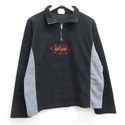 古着 長袖 ハーフジップ フリース ジャケット レディース 80年代 80s skidoo 刺繍 ツートンカラー 黒他 ブラック 25feb26 中古 アウター ジャンパー ブルゾン