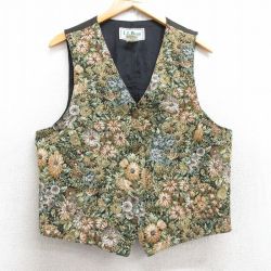 古着 エルエルビーン LLBEAN ベスト レディース 80年代 80s 花柄 ゴブラン織り USA製 緑系他 グリーン 25nov01 中古 アウター