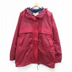 古着 エルエルビーン LLBEAN 長袖 ナイロン ジャケット パーカー レディース 90年代 90s リップストップ 大きいサイズ エンジ 内側メッシュ 25nov04 中古 アウター ウインドブレーカー