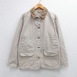 古着 エルエルビーン LLBEAN 長袖 カバーオール レディース 80年代 80s 襟コーデュロイ 薄ベージュ カーキ 【spe】 25nov04 中古 アウター