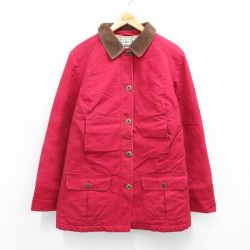 古着 エルエルビーン LLBEAN 長袖 カバーオール レディース 00年代 00s 襟コーデュロイ ダック地 大きいサイズ 赤 レッド 内側キルティング 25nov04 中古 アウター