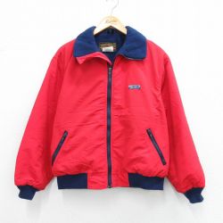 古着 エディーバウアー 長袖 ジャケット レディース 90年代 90s ワンポイントロゴ USA製 赤 内側フリース 25nov11