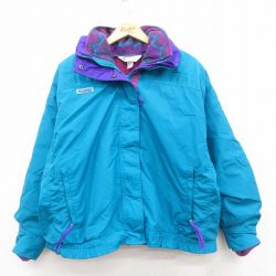 古着 コロンビア 長袖 ナイロン ジャケット レディース 90年代 90s ワンポイントロゴ 大きいサイズ 水色 25dec17
