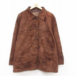 古着 セントジョンズベイ 長袖 レザー スエード ジャケット レディース 00年代 00s 大きいサイズ 茶【spe】 25dec17