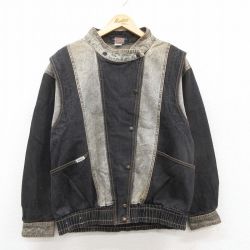 【20%OFF】古着 長袖 デニム ジャケット レディース 90年代 90s コットン USA製 黒他 デニム 26jan07