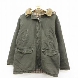 【20%OFF】古着 長袖 ジャケット パーカー レディース 00年代 00s 襟コーデュロイ ダック地 大きいサイズ コットン 緑系 26jan07