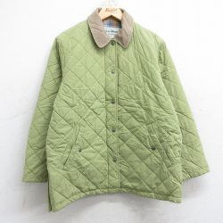 【20%OFF】古着 エルエルビーン 長袖 キルティング ジャケット レディース 90年代 90s 襟コーデュロイ 薄緑 内側フランネル 26jan16