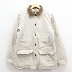 古着 エルエルビーン 長袖 ジャケット レディース 00年代 00s ダック地 襟コーデュロイ コットン 生成り 内側キルティング 26jan30