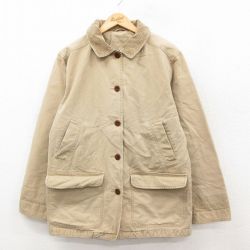 古着 エルエルビーン 長袖 ハンティング ジャケット レディース 襟コーデュロイ ベージュ系26feb03