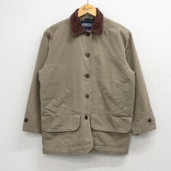 古着 ランズエンド 長袖 ハンティング ジャケット レディース 90年代 90s 襟コーデュロイ コットン 茶系他 内側フランネル 26apr28